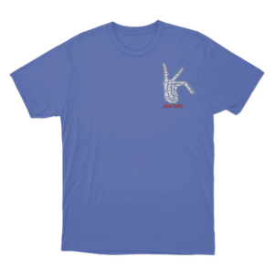 Skeleton Hand T Shirt Blue